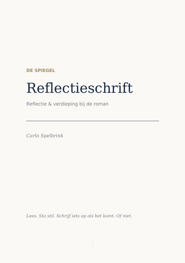 Voorkant van De Spiegel Pro, het reflectieschrift bij de roman De Spiegel.